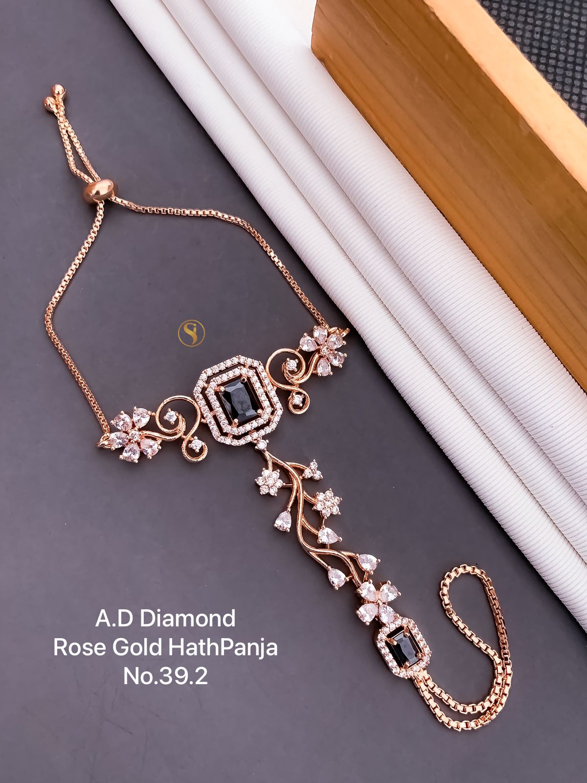Designer Rose Gold AD Diamond Hath Panja Catalog

